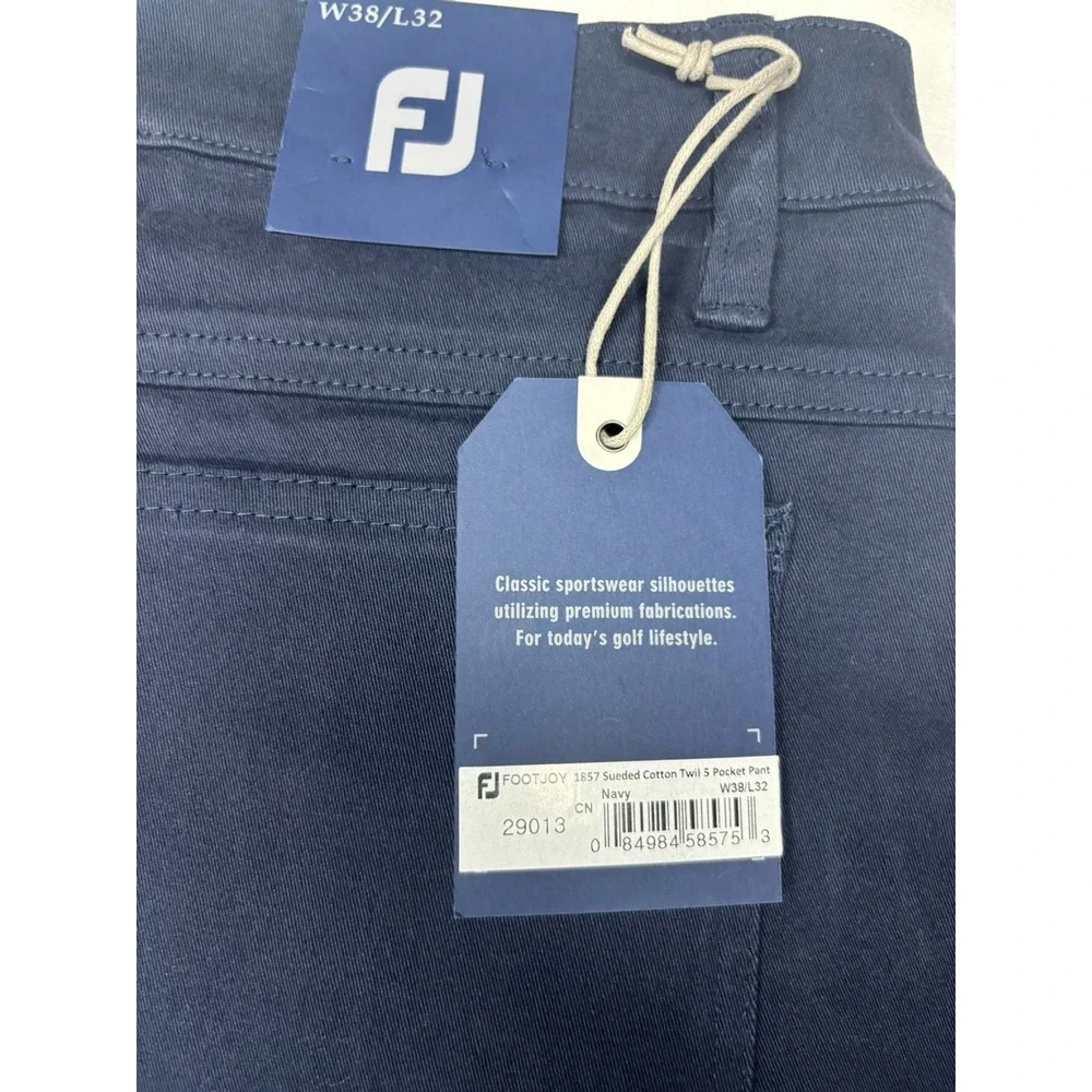 FootJoy Men's 38x32 Sueded Cotton Twill Stretch‎ 5-Pockets Navy Blue Pants NWT